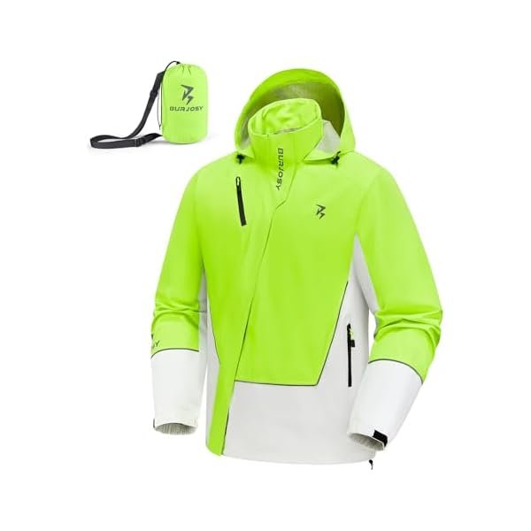 Men's Packable Rain Jacket with Hood, Breathable Raincoat Reflective Pullover Waterproof Windbreaker For Cycling Golf
