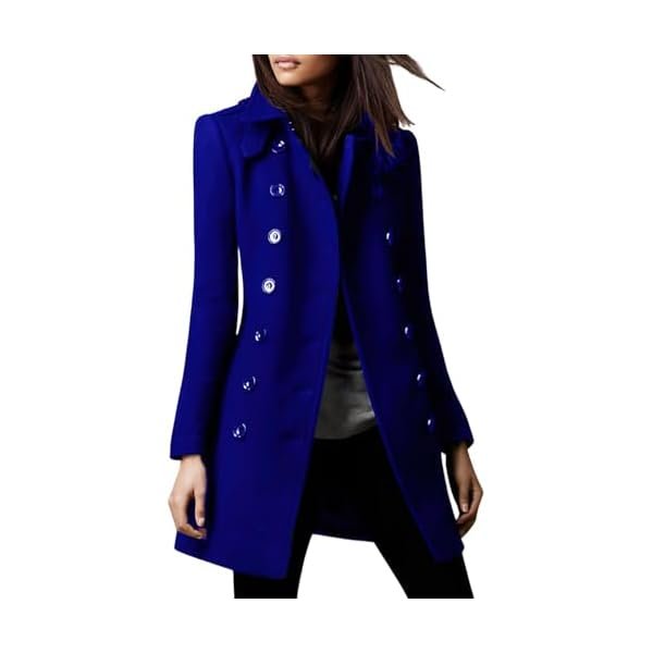 Women's Winter Double Breasted Wool Coat Elegant Collared Wool Blend Trench Pea Coat