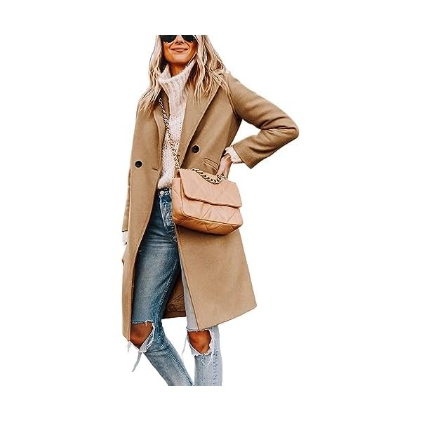 Women's Winter Wool Coat Casual Notch Lapel Single-Breasted Peacoat