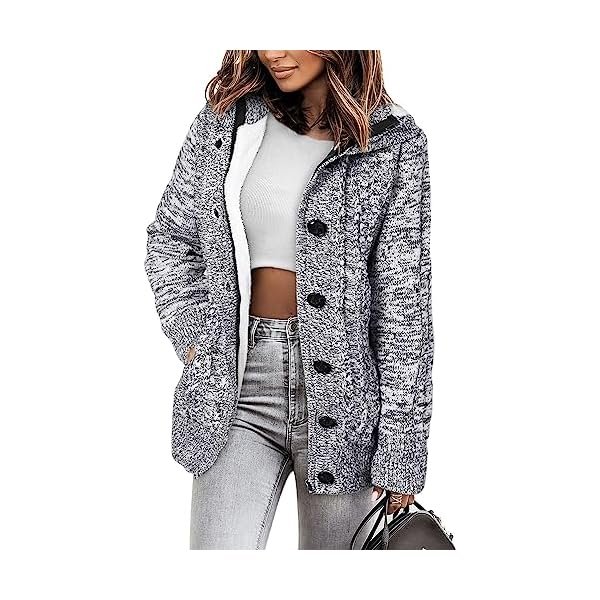 Women's Cardigan Sweaters Hooded Cardigans Fleece Lined Jackets Winter Sweater Coat